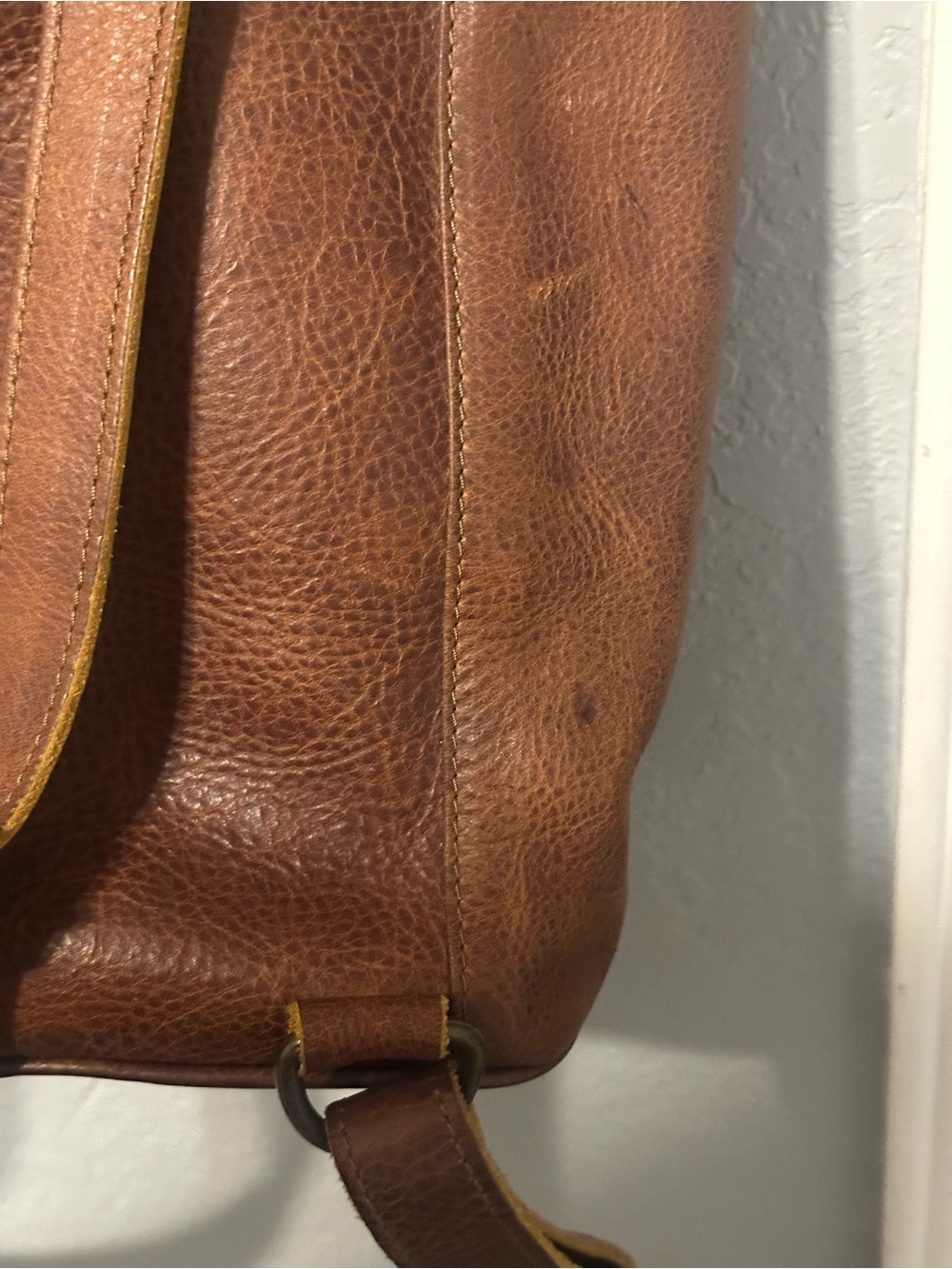 Arloom Brown Leather Backpack with Multicolor Embroidered Front - Picture 7 of 7
